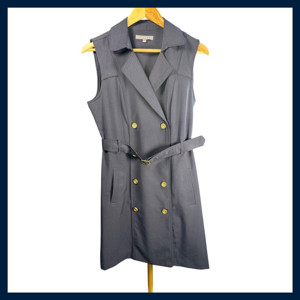 Sharagano Sleeveless‎ Trench Dress Women's Size 8 Double Breasted Belted